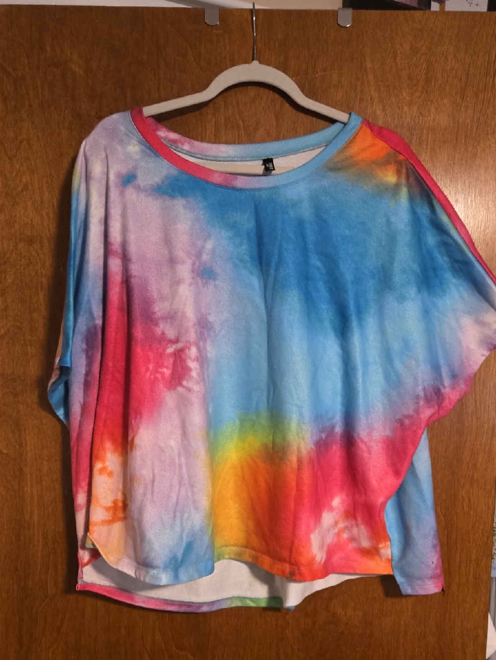 Torrid Multicolor Tie-Dye Short Sleeve Top - Blue, Pink, Orange, Yellow, Green